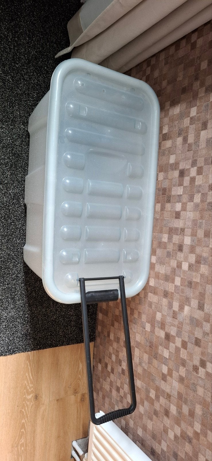 Transparante opbergbox met wielen en handvat, Ophalen, 50 tot 100 cm, Minder dan 50 cm