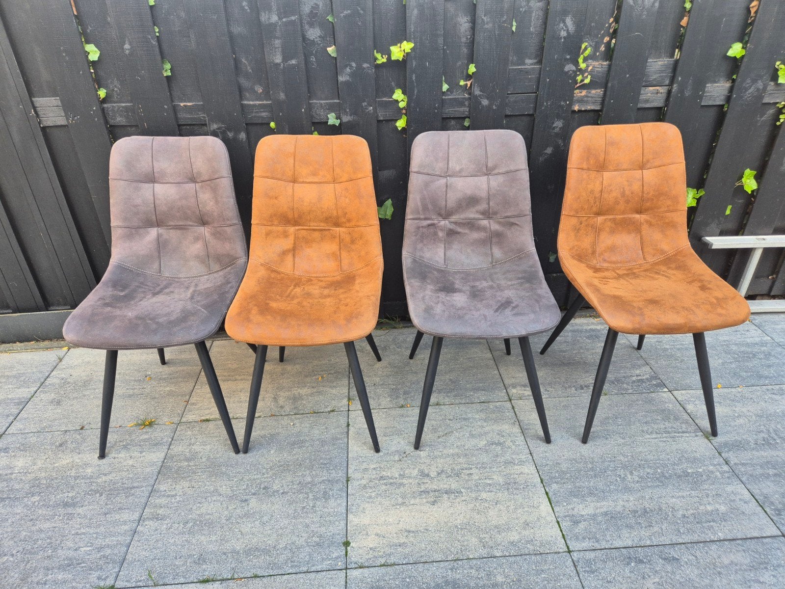 4 micro leder eetkamerstoel, Ophalen of Verzenden, Zo goed als nieuw, Eén