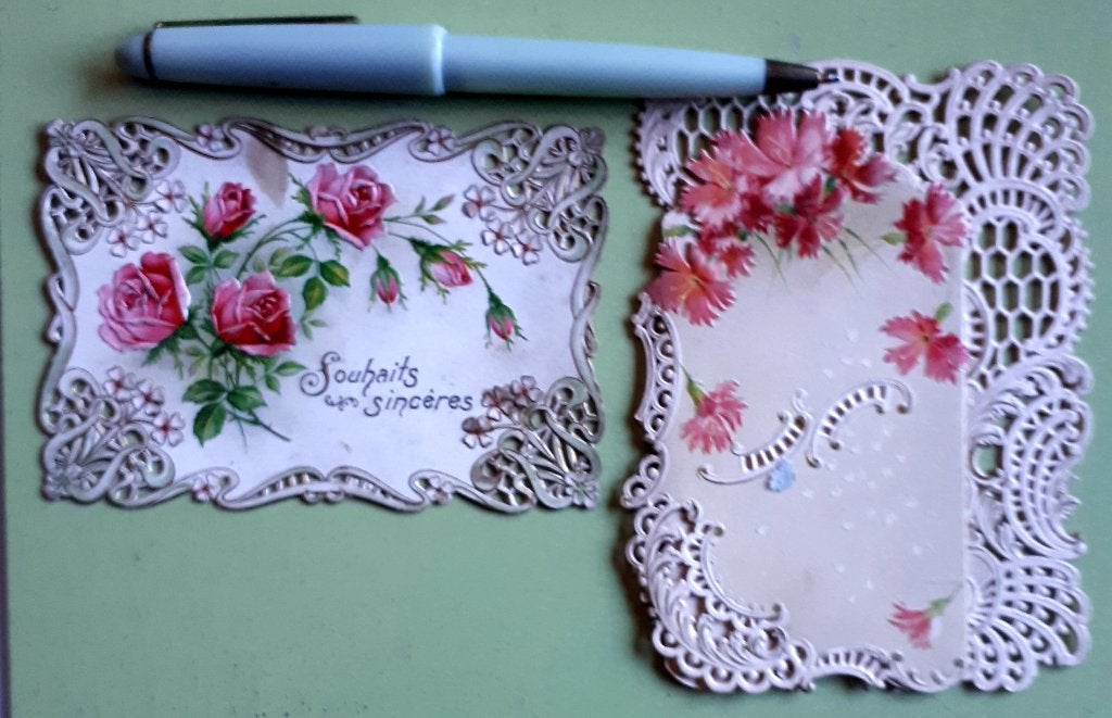 2 VICTORIAANSE WENSKAARTEN CARTES Découpis / SCRAP pre-1900, Hobby en Vrije tijd, Scrapbooking, Ophalen of Verzenden, Gebruikt