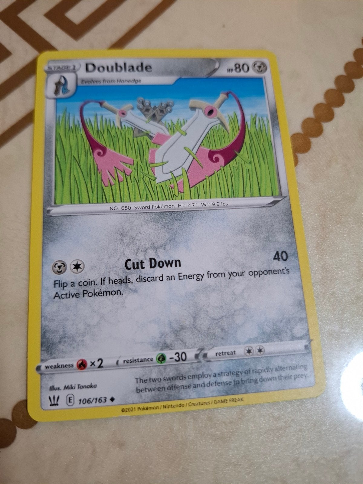 Pokémon Kaart Doublade 106/163 Sword Pokémon, Ophalen of Verzenden, Gebruikt, Losse kaart