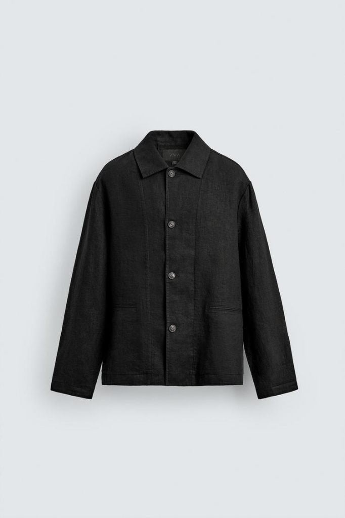 Zara regular fit overshirt van 100% linnen., Zara, Zwart, Nieuw, Ophalen of Verzenden