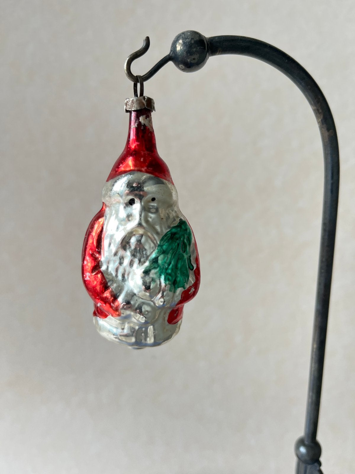 Oude glazen kerstbal (nr 80): kerstman, rood, Gebruikt, ., Ophalen of Verzenden, .
