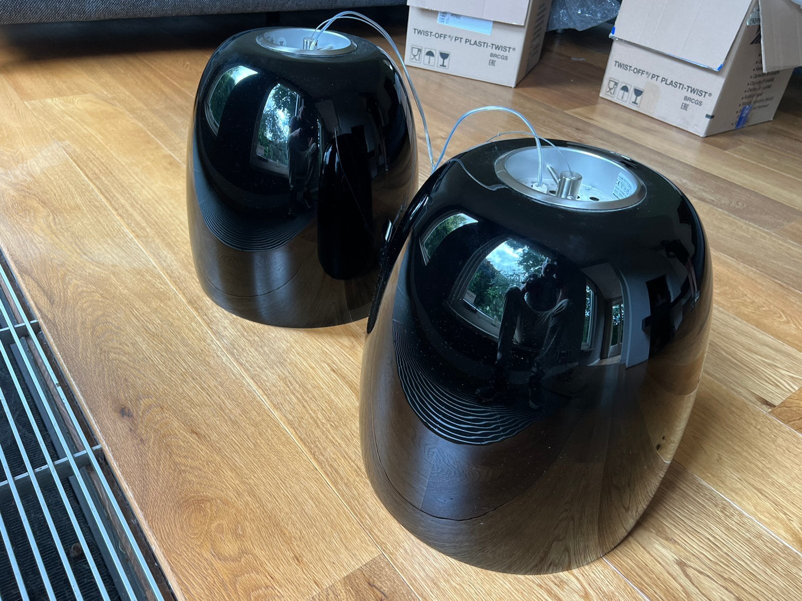 Prandina Notte set van 2  zwarte lampen– Italiaans design, Ophalen of Verzenden, Zo goed als nieuw, Zwart, Glas