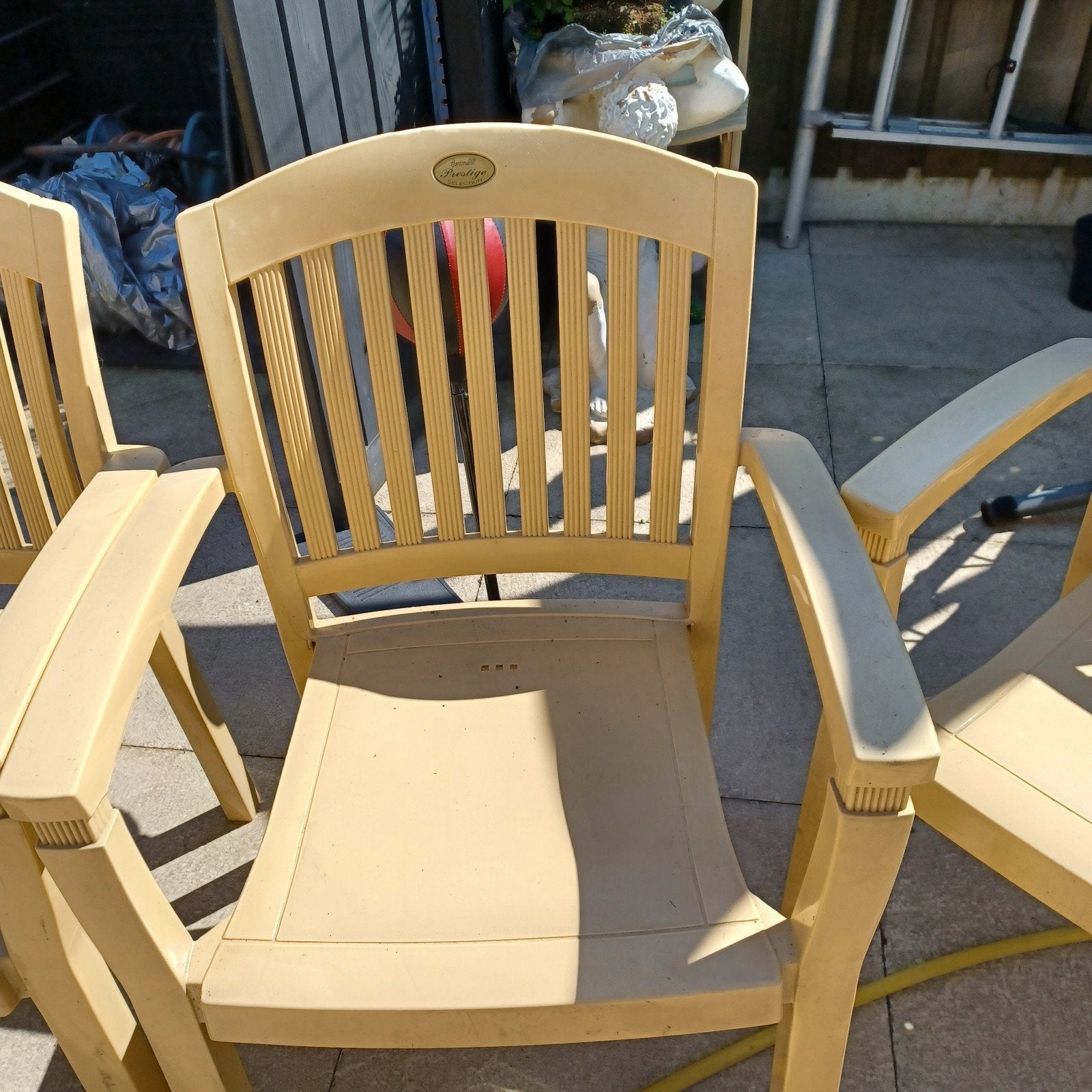 4 hartman prestige tuinstoelen geel 60€, Ophalen, Gebruikt, Kunststof
