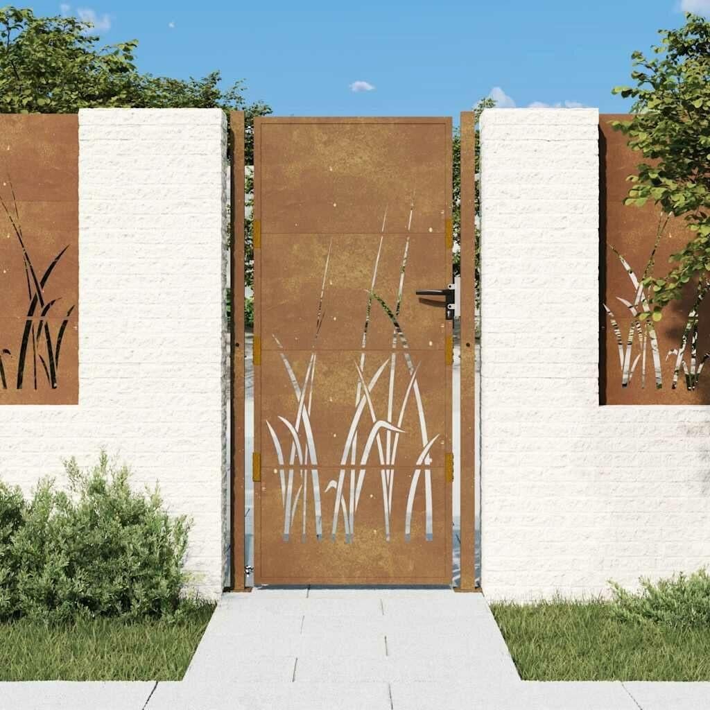 Tuinpoort - bruin design gras 100x200 cm cortenstaal, Verzenden, Nieuw, Draaipoort, 150 tot 200 cm