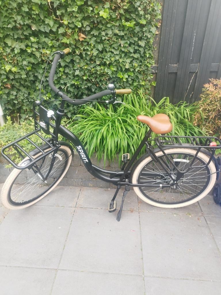Spirit transportfiets damesfiets zwart met bruin zadel, Terugtraprem, Gebruikt, 50 tot 53 cm, Ophalen