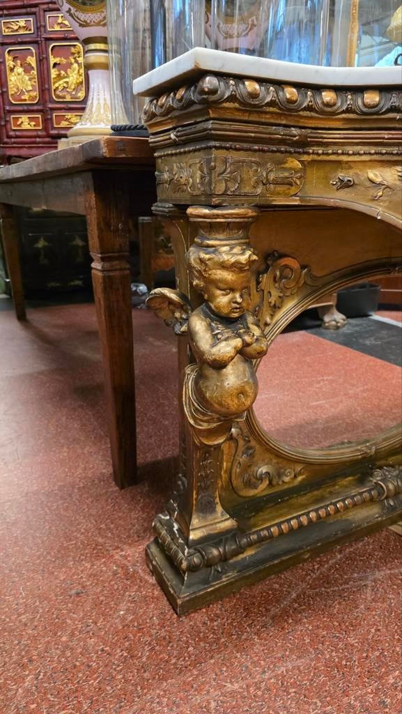 18e eeuwse wandtafel met cupidos, Antiek en Kunst, Antiek | Meubels | Tafels, Ophalen of Verzenden