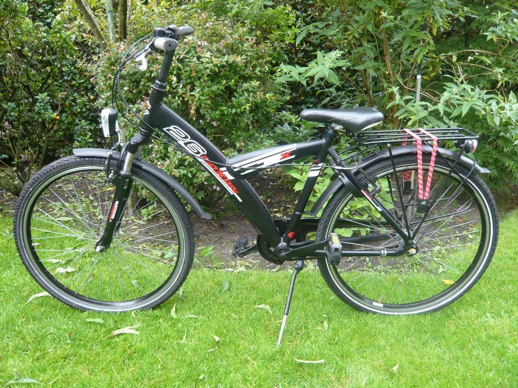 mooie zwarte aluminium Noxon 26" jongensfiets 45cm  3v vv, Ophalen, Gebruikt, 26 inch of meer, Versnellingen
