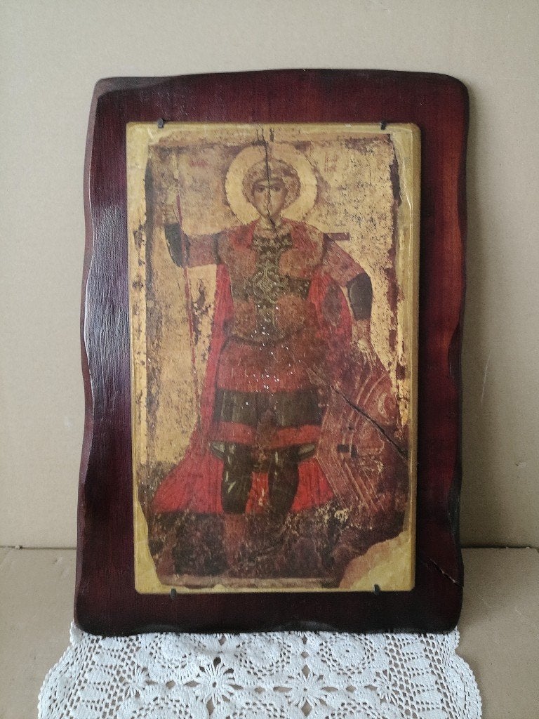 Sint Joris Icoon 23x39cm icon Saint George John Zograph, Ophalen of Verzenden, Gebruikt, Overige typen, Christendom | Katholiek