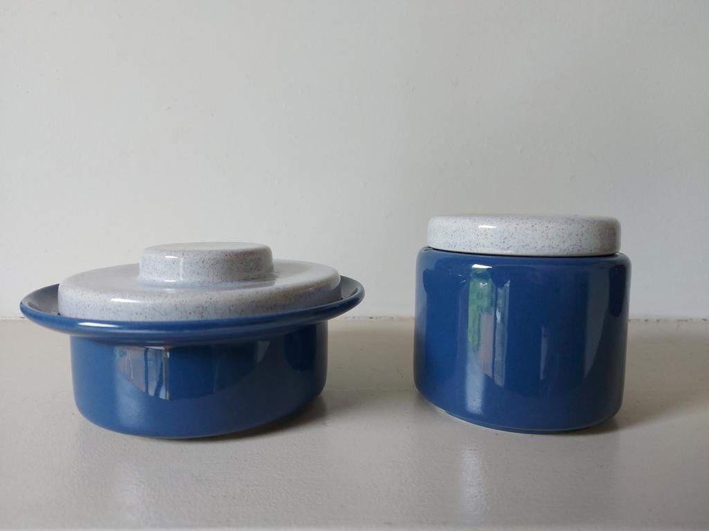 Vintage Huizen Holland dekselschaaltje en suikerpot blauw, Huis en Inrichting, Keuken | Servies, Ophalen of Verzenden, Huizen Holland