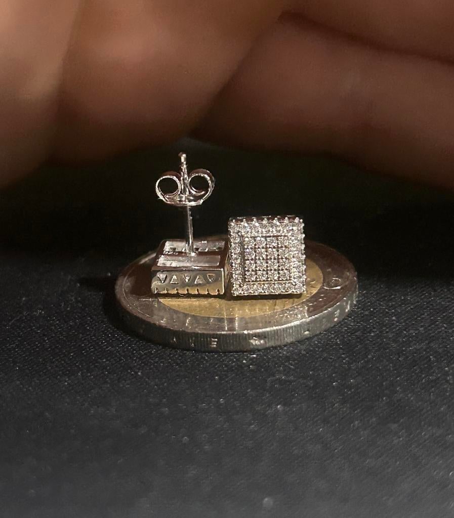 Diamond Cut Oorbellen 0.8MM 925 Zilver, Met kristal, Nieuw, Ophalen of Verzenden, Knopjes of Stekers