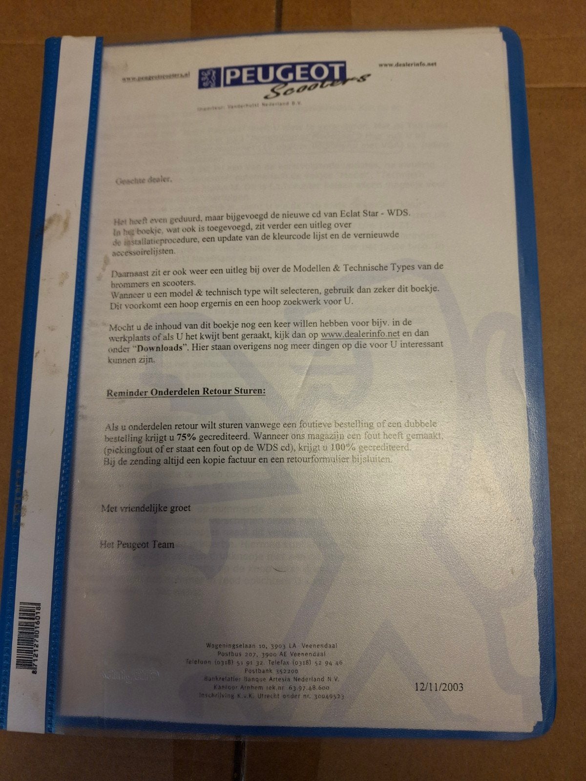 Peugeot Scooters Dealer Informatie CD & Boekje (2003), Ophalen of Verzenden, Gebruikt