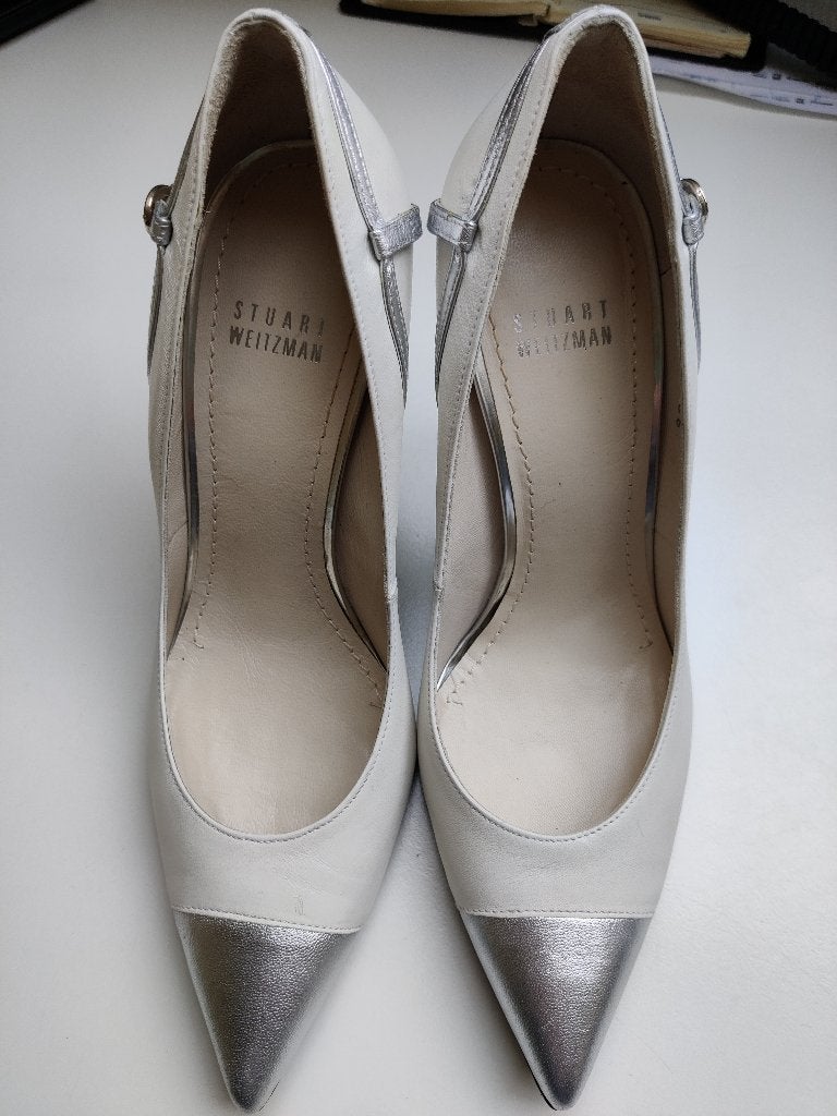 Pumps, merk Stuart Weitzman, maat 38, Pumps, Ophalen of Verzenden, Zo goed als nieuw, Wit