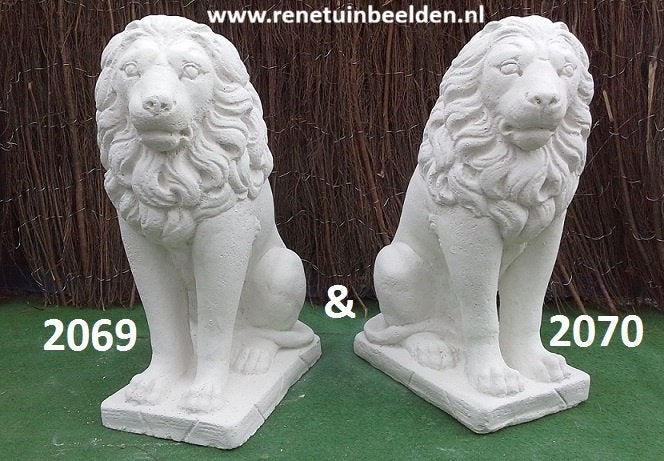 2069 leone alfiero destro en 2070 leone alfiero sinis, Ophalen, Nieuw, Beton, Dierenbeeld