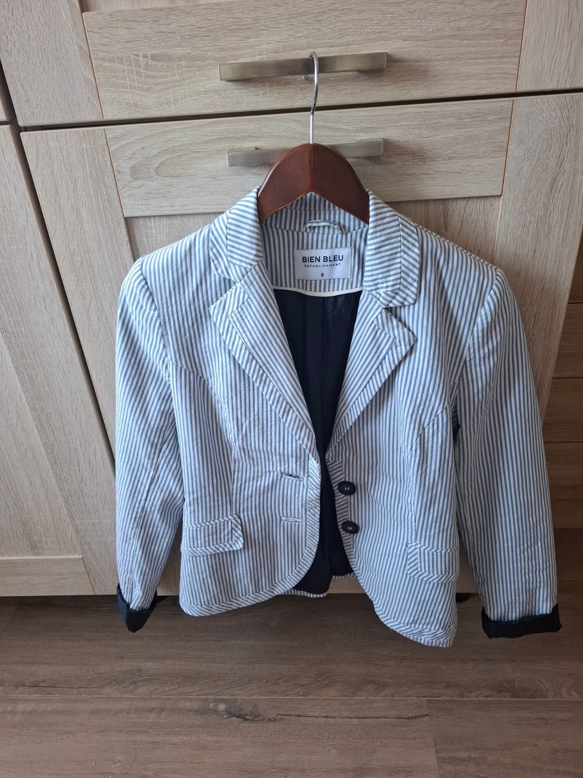 Bien Bleu gestreepte dames blazer - Maat S, Kleding | Dames, Ophalen, Blauw, Zo goed als nieuw, Jasje