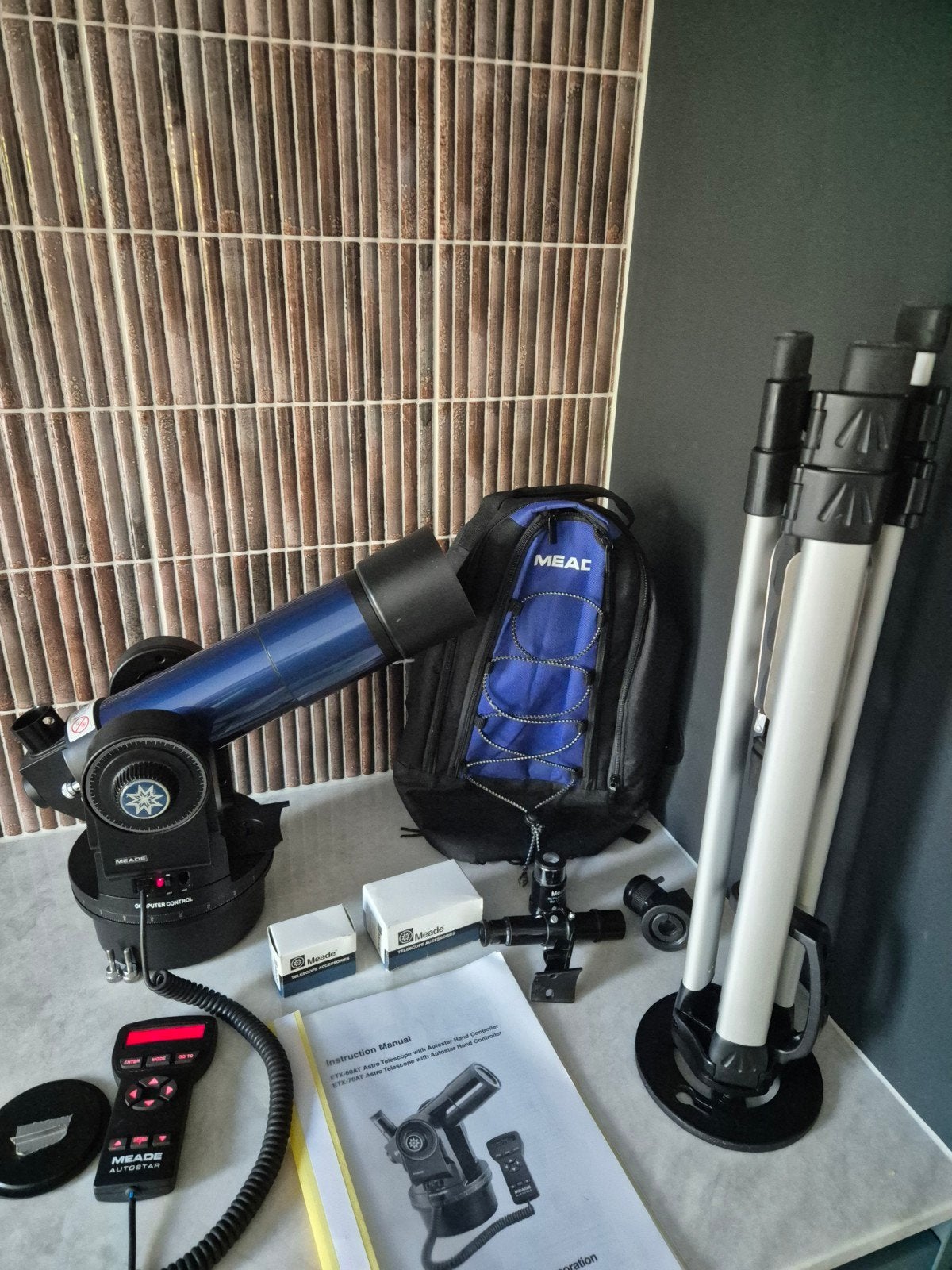 Meade ETX-70 Refractor Telescoop met Autostar Controller, Gebruikt, Lenzentelescoop (refractor), Met statief, Ophalen of Verzenden