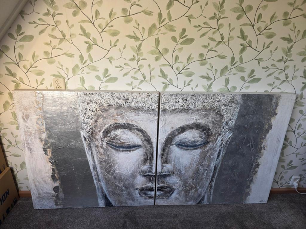 Boeddha schilderij (2 delen) - 100x100 cm, Ophalen, Zo goed als nieuw