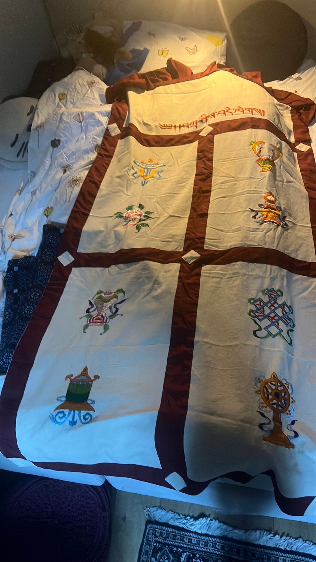 Tibetaans deur gordijn met Boeddhistische symbolen, Ophalen of Verzenden, Overig