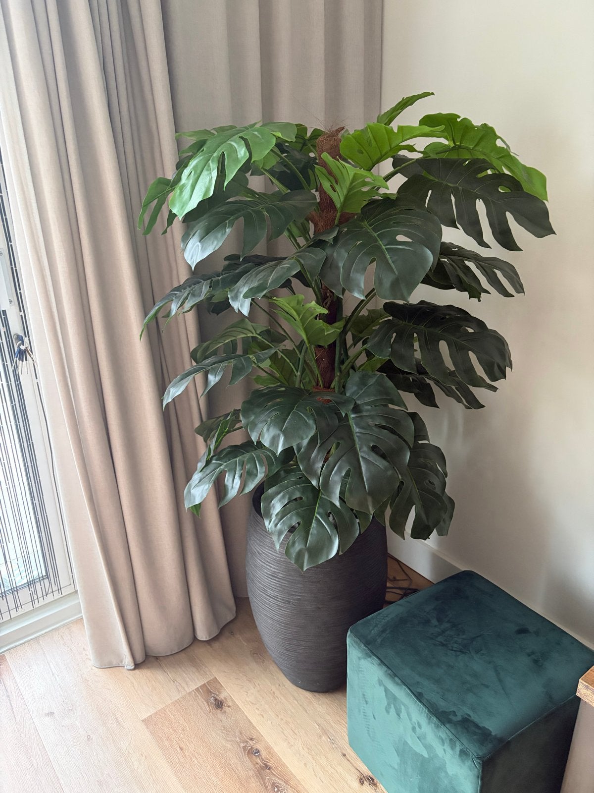 Grote kunst Monstera plant met pot - 150cm, Binnen, Groen, Kunstplant, Ophalen of Verzenden