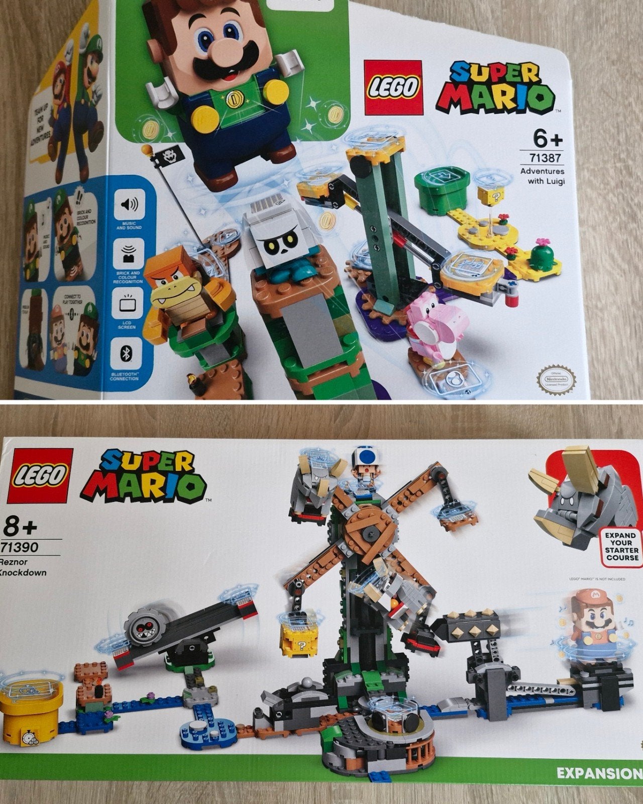 LEGO Super Mario: Luigi Startset 71387 & Reznor Knockdown, Lego, Nieuw, Ophalen of Verzenden, Complete set