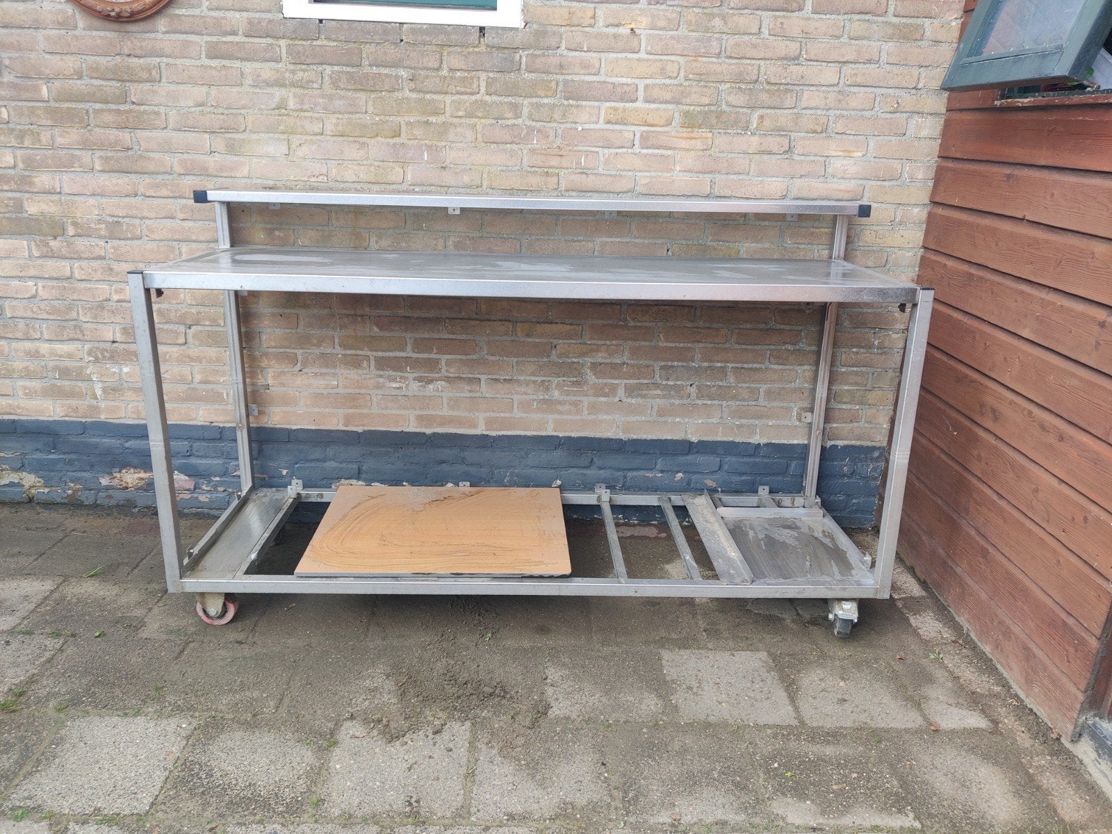 RVS Werkbank/Tafel op Wielen - 188x62x94 (+17) cm, Ophalen, Gebruikt