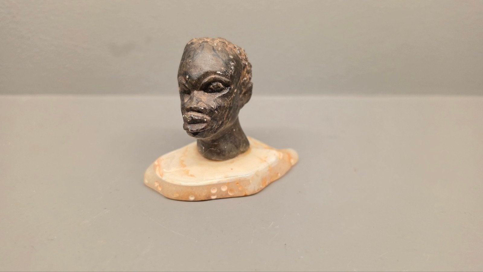 Vintage Buste Afrikaanse Man, Antiek en Kunst, Minder dan 20 cm, Buste, Ophalen of Verzenden, Handgemaakt