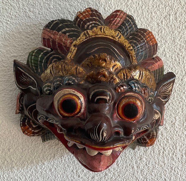 Traditioneel handgemaakt houten Balinees Barong-masker, Antiek en Kunst, Indonesië, Ophalen of Verzenden, Overige typen, Hout
