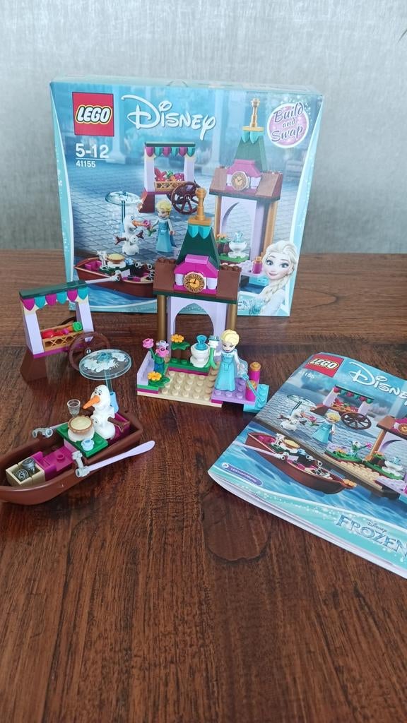 LEGO Disney Frozen Elsa's Marktavontuur (41155) compleet, Lego, Ophalen of Verzenden, Zo goed als nieuw, Disney