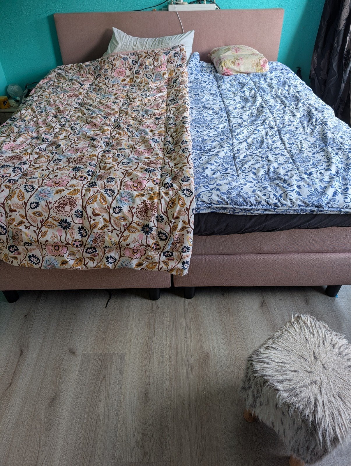 oud roze Tweepersoons boxspring, Ophalen, Gebruikt, Overige kleuren, Tweepersoons