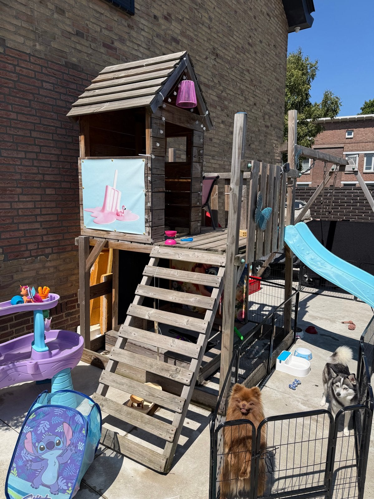 Houten Speeltoestel met Glijbaan en Schommel, Kinderen en Baby's, Ophalen, Gebruikt, Glijbaan