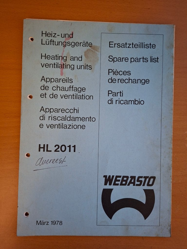 Onderdelenboek Webasto HL 2011 Heteluchtverwarming, Boeken, Ophalen of Verzenden, Gelezen, Tractor en Landbouw