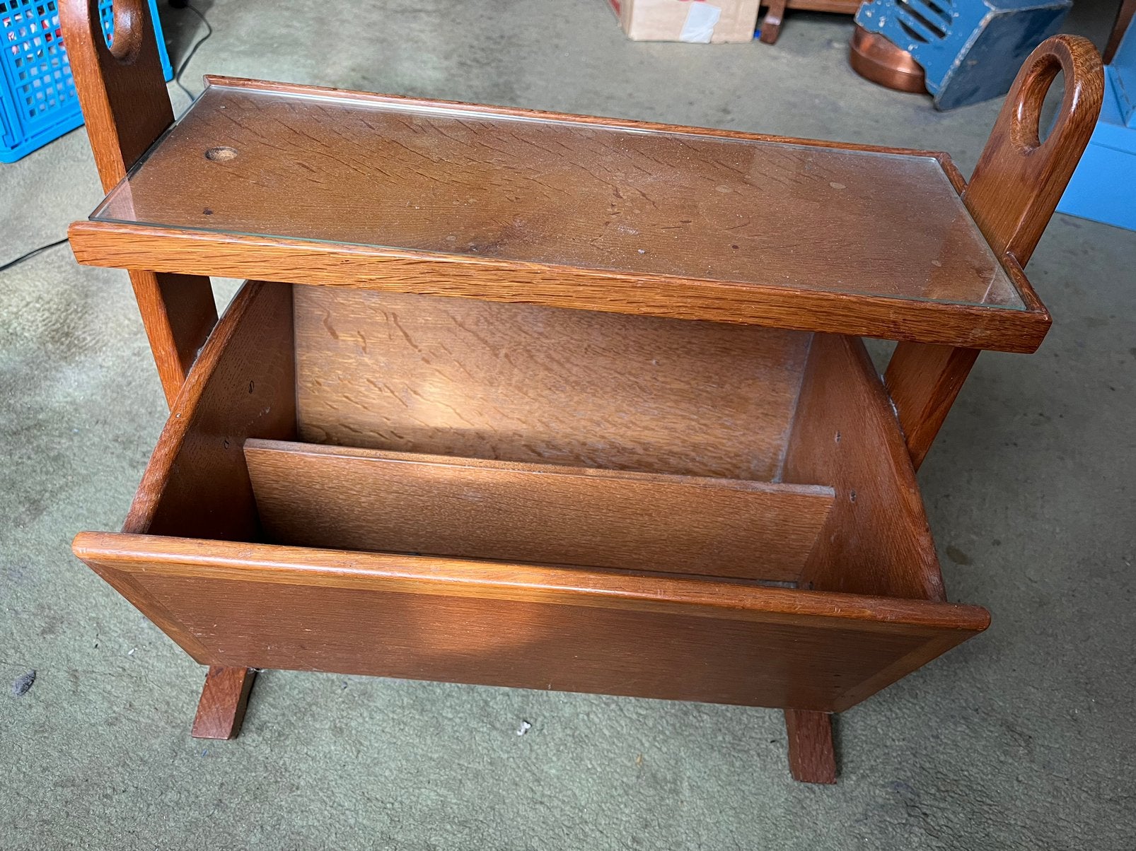 Vintage Bijzettafel en Lectuurbak/opbergbak, Ophalen, Gebruikt