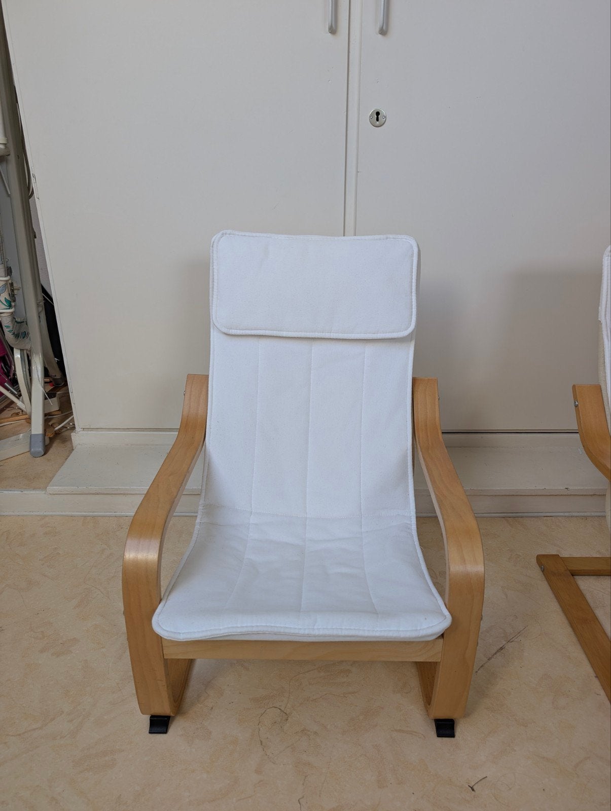 IKEA Poang kinderstoel beuken/wit, Ophalen, Hout, Minder dan 50 cm, Gebruikt