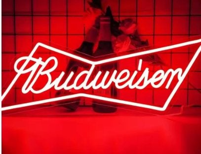 LED lamp neon stijl Budweiser (43.1x17.2cm), Ophalen of Verzenden, Nieuw, Lichtbak of (neon) lamp