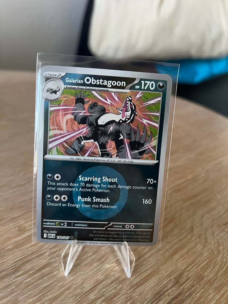 Pokémon Kaart: Galarian Obstagoon (132/217) - ASCEN Energy, Ophalen of Verzenden, Zo goed als nieuw, Losse kaart
