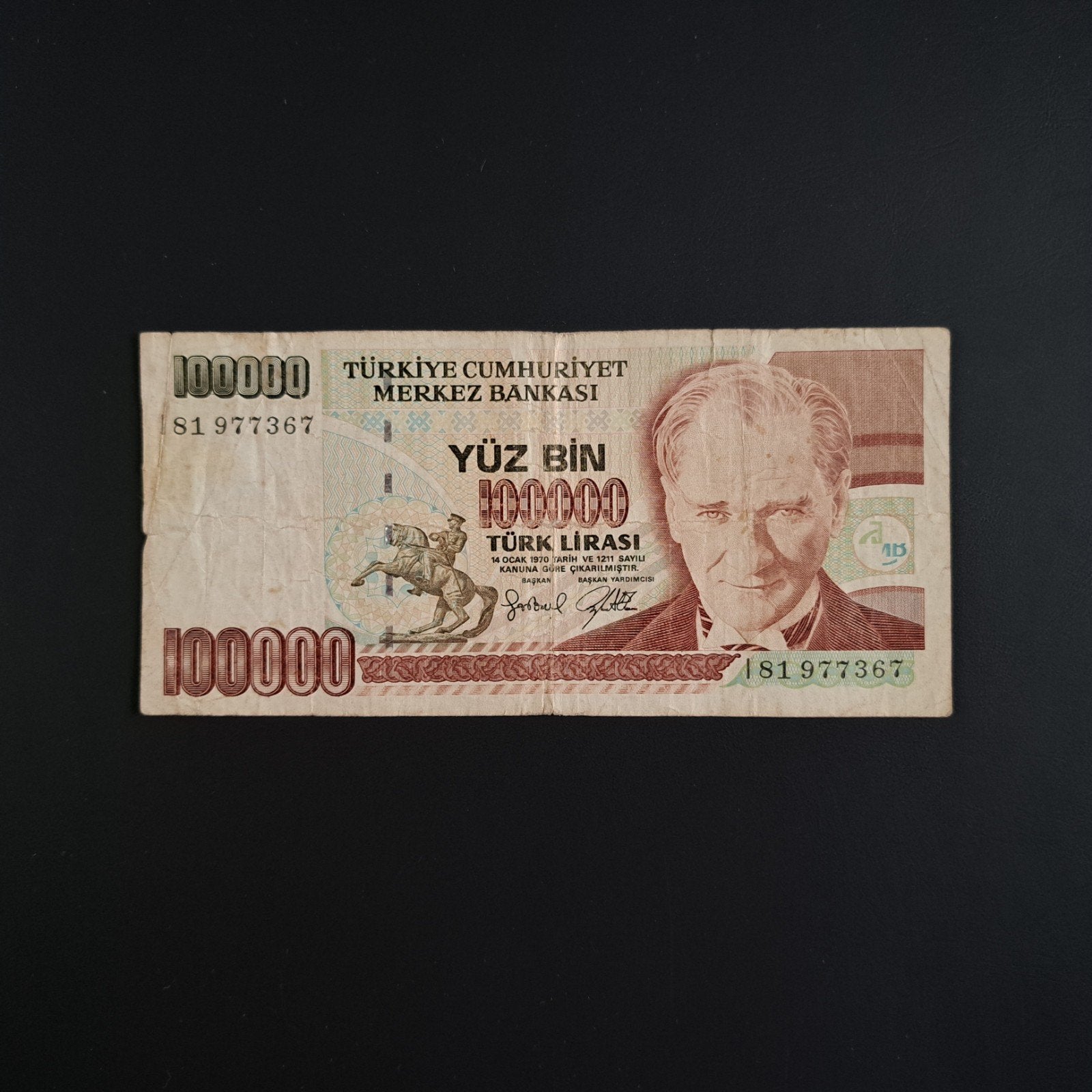 100000 lira Turkije #055, Postzegels en Munten, Bankbiljetten | Europa | Niet-Eurobiljetten, Verzenden, Overige landen, Los biljet