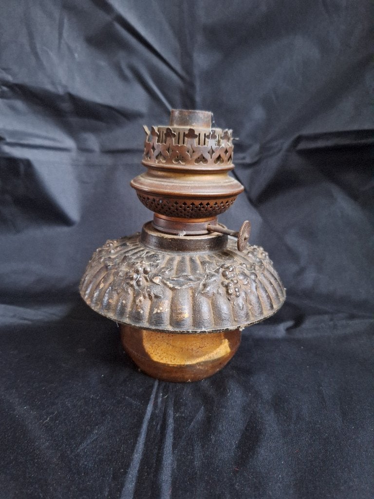 Antieke Messing Olielamp Brander met Decoratief Detail, Ophalen