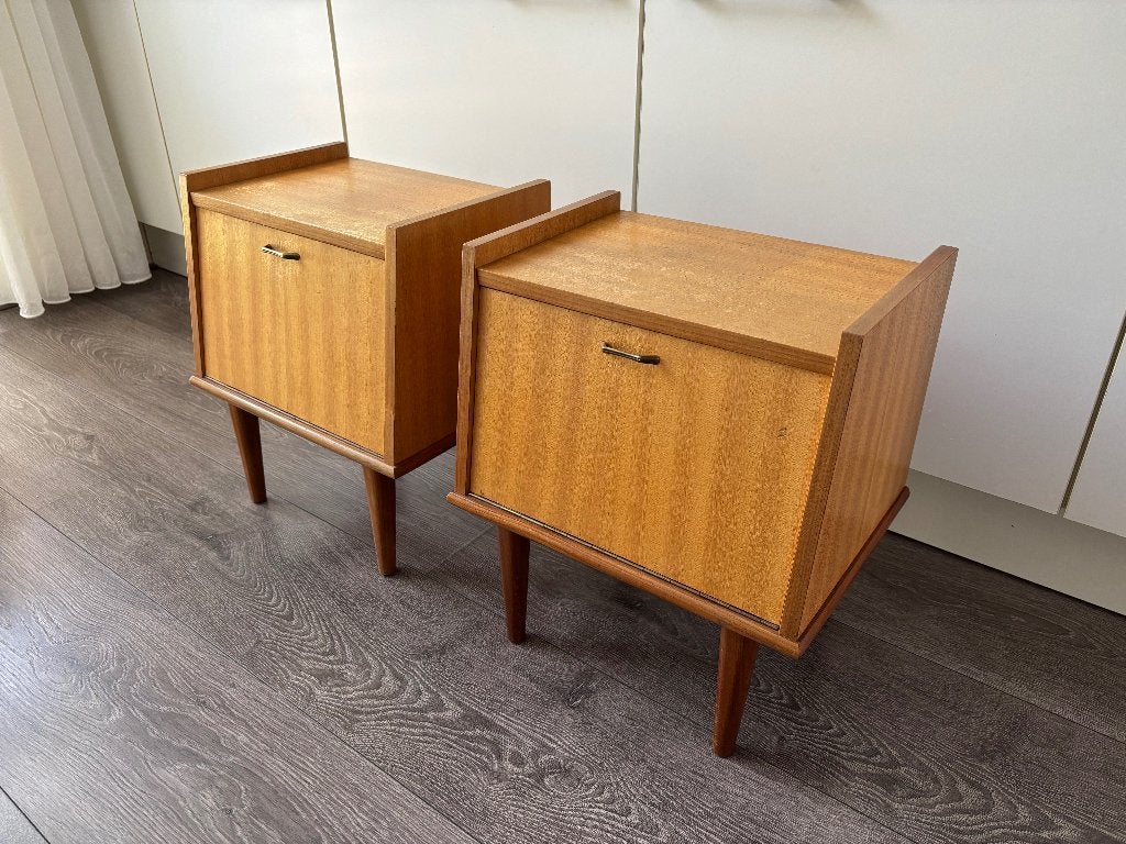 Vintage nachtkastjes jaren 60 – set van 2, Ophalen, Gebruikt, Minder dan 45 cm, Minder dan 55 cm