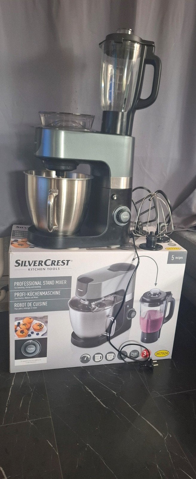 SilverCrest professionele keukenmachine-met blender, 4 liter of meer, 3 snelheden of meer, Ophalen of Verzenden, Zo goed als nieuw