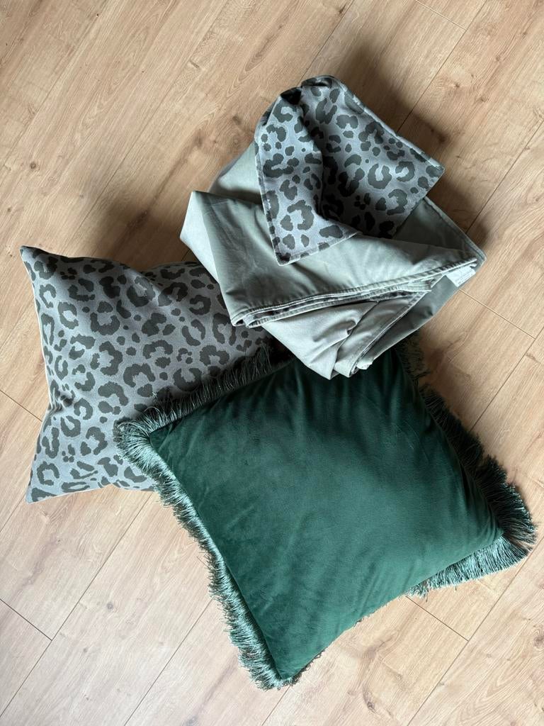 Sierkussens met kleed, Ophalen, Zo goed als nieuw, Groen, Vierkant