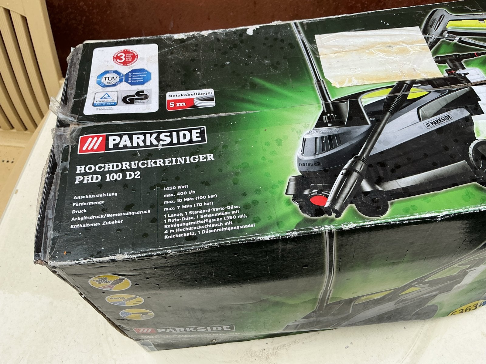 Parkside Hogedrukreiniger PHD 100 D2 - 5m snoer, Ophalen of Verzenden, Zo goed als nieuw, Overige typen