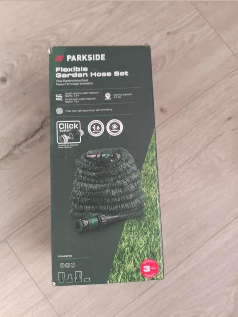 Parkside Flexibele Tuinslang Set - 15m, Tuin en Terras, Tuinslangen, Ophalen, Nieuw, Tuinslang