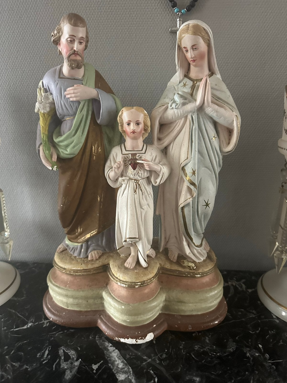 Antiek beeld Heilige Familie - Maria, Jozef en Jezus, Antiek en Kunst, Ophalen