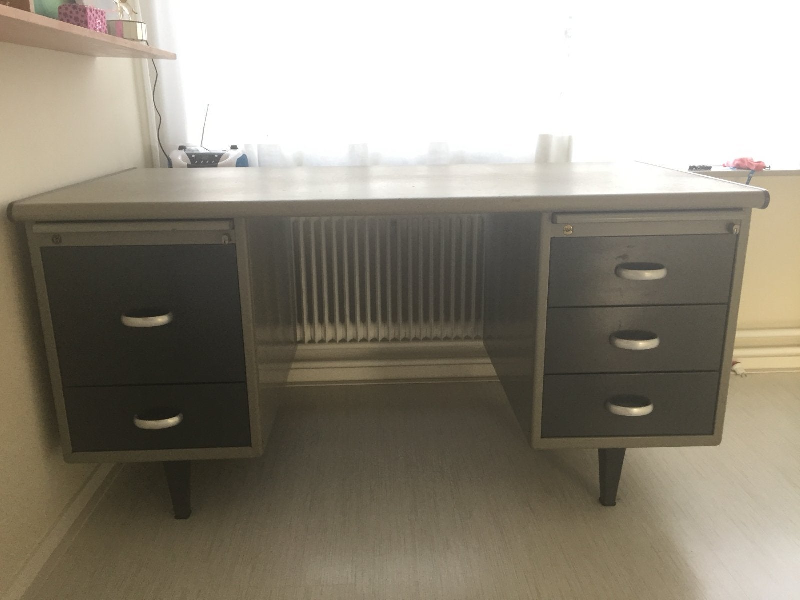 Gispen stalen bureau - Vintage design, Ophalen, Gispen, Gebruikt, Met lades