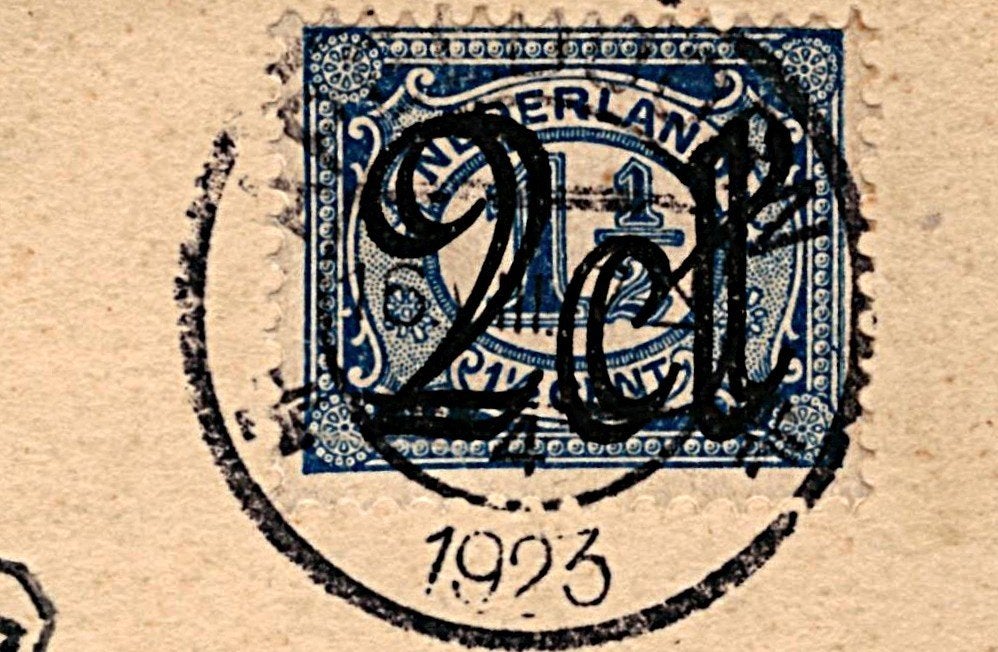 804666	Apeldoorn	Gemeentehuis	1923	Gelopen met Overdrukzegel, Ophalen of Verzenden, 1920 tot 1940, Gelopen, Gelderland