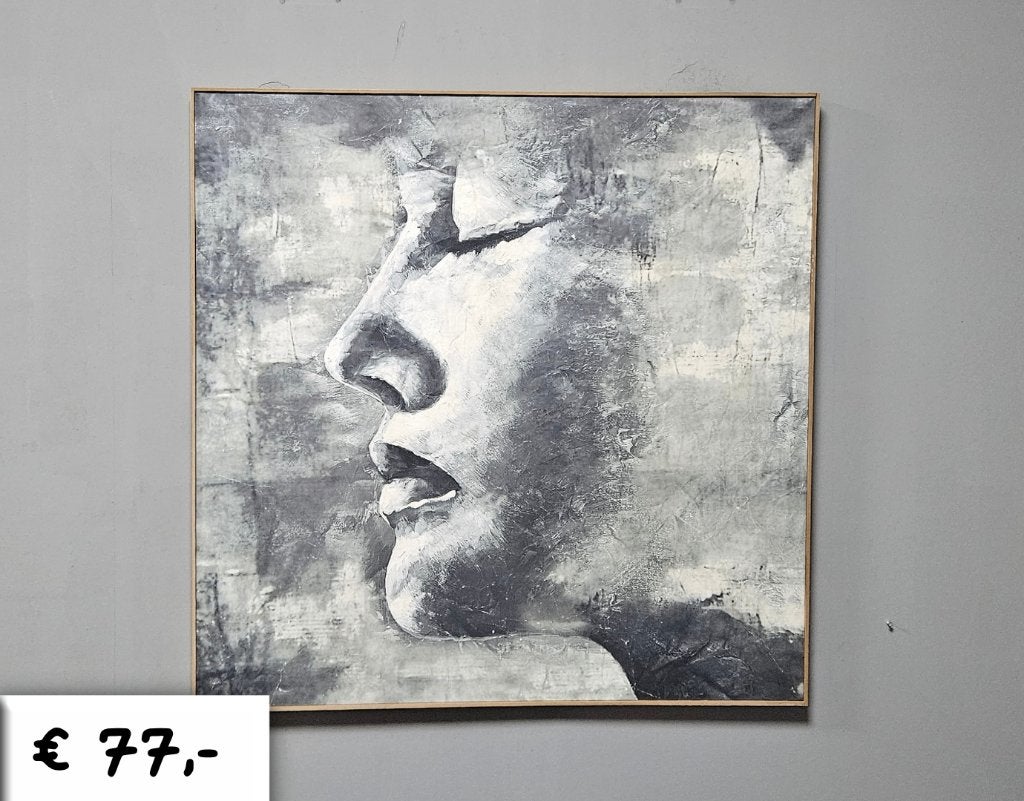 Gezicht met Houten Lijst - 90x90 cm, Ophalen, Nieuw, 75 tot 100 cm, Schilderij