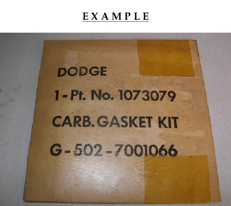 Dodge Gasket Kit 1-Pt. No. 1073079, Auto-onderdelen, Brandstofsystemen, Ophalen of Verzenden, Nieuw, Dodge