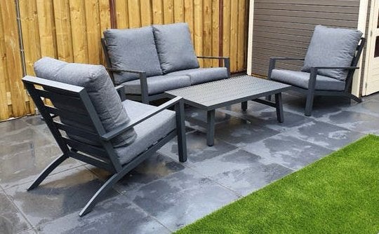 Loungeset Lima | Bank + 2 stoelen + tafel, Tuin en Terras, Ophalen, 4 zitplaatsen, Gebruikt, Aluminium