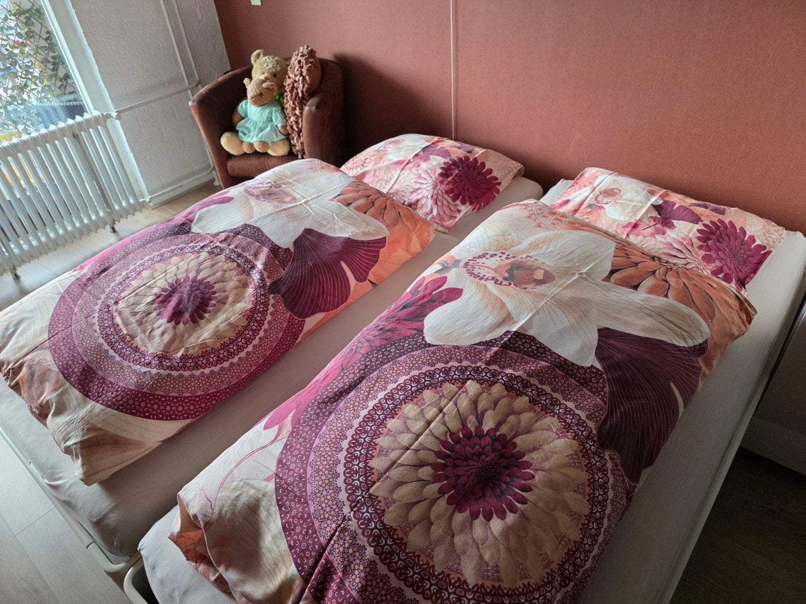 2 x 1 persoons dekbed rose bordeau, Overige kleuren, Dekbedovertrek, Tweepersoons, Ophalen of Verzenden