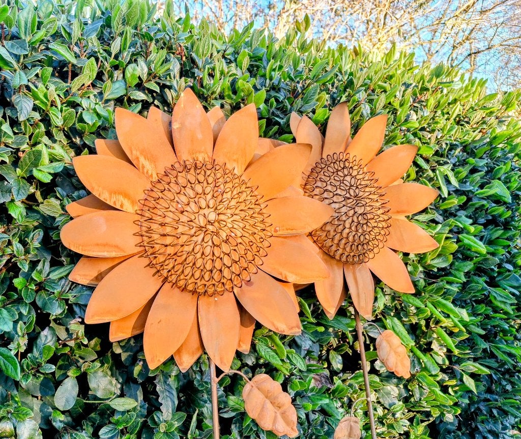 Roest zonnebloem groot op tuinsteker diameter 35 cm., Tuin en Terras, Tuinstekers, Ophalen of Verzenden, Nieuw